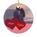 Two hearts pink custom photo wedding anniversary ornament