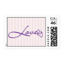 Two Hearts Pink Stripe Love postage by twoheartsshoppe Two Hearts Pink Stripe Love postage