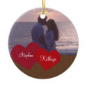 Two hearts red custom photo wedding anniversary ornament