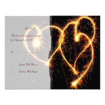Two Hearts Sparklers Wedding RSVP Custom Invitations