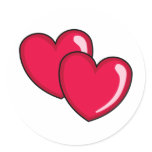 Two Hearts Round Sticker
