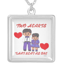 TWO HEARTS THAT BEAT AS ONE NECKLACE WITH CUTE FAC