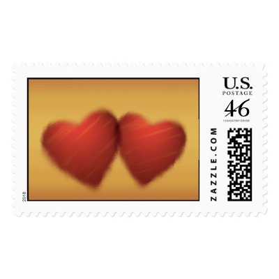 Two hearts together postage stamps