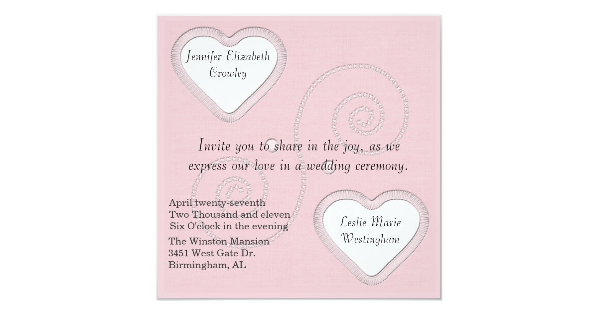 Two Hearts Wedding Invitation Zazzle 6302