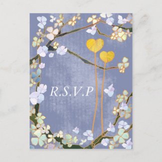 Two Hearts: Wedding RSVP Postcards postcard