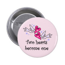 Two Hearts Wedding Tshirts and Gifts Pinback Button