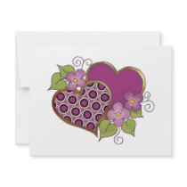 Two hearts with blossoms Maroon Invitation