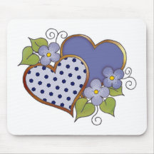Two hearts with blossoms mousepad