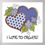 Two hearts with blossoms posters