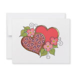 Two hearts with blossoms Red invitations
