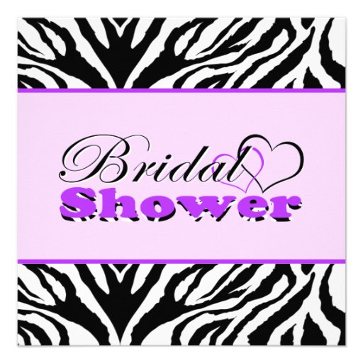 Two Hearts Zebra Purple Bridal Shower Party Invite