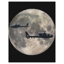 two helicopters silhouetted by a full moon custom flyer