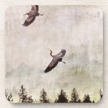 Two Herons Flying Photo Beverage Coasters