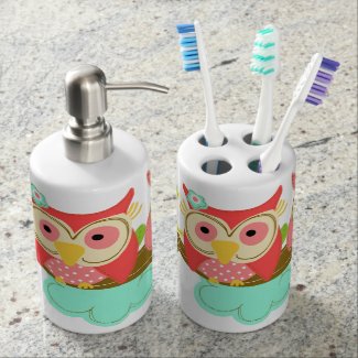 Two Hoot Owls Bathroom Set