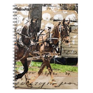 Two Horse Team Mixed Media Collage Spiral Notebook