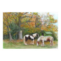 Two horses and a gypsy wagon - Canvas print