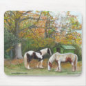 Two horses and a gypsy wagon - Mousemat mousepads