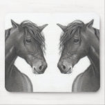 TWO HORSES IN PENCIL: REALISM ART MOUSE PAD