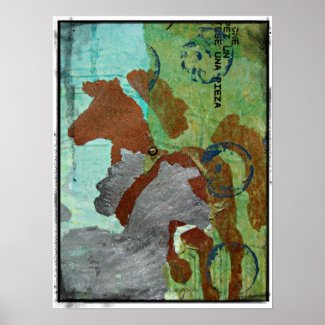 Two Horses Mixed Media Poster