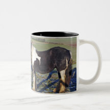 Two horses on Hackpen hill in North Wiltshire Mugs