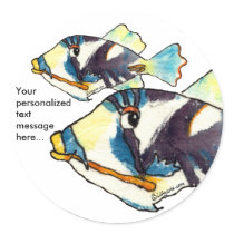 Two Humu Humus Fish Personalized Stickers by lillyarts Two Humu Humus Fish Personalized Stickers