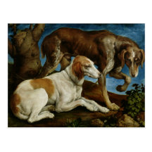 Two Hunting Dogs Tied to a Tree Stump, c.1548-50 Postcard