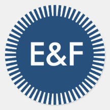 Two Initials Radiant Border, Dark Blue 003366 Round Stickers