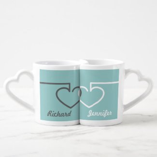 Two Interlocking Hearts Lovers Mug