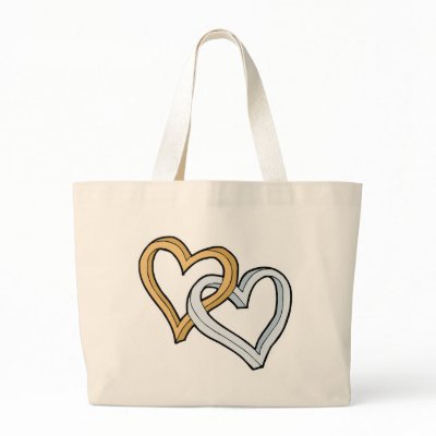 TWO INTERTWINED HEARTS CANVAS BAGS by FamilyFunTees