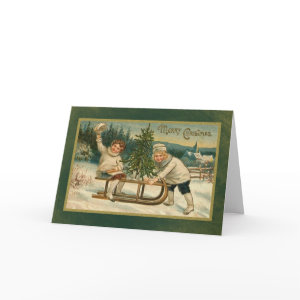 Two Kids on Sled card