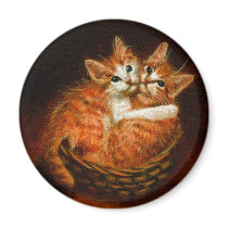 Two Kittens in Basket Magnet by KMCoriginals Two Kittens in Basket Magnet