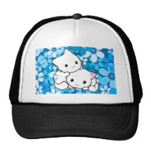 Two Kittens on Blue Background Mesh Hats