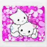 Two Kittens on pink Background Mousepads