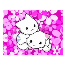 Two Kittens on pink Background Post Card