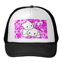 Two Kittens on pink Background Trucker Hat