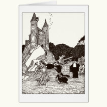 Two knights fighting before the castle cards