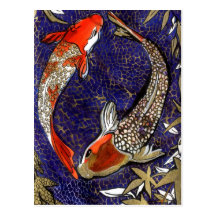 two koi postcard