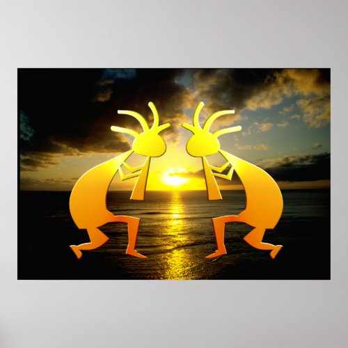 Two Kokopellis at Sunset print