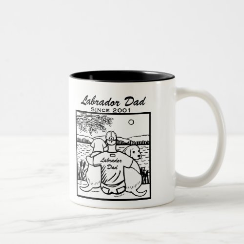 Two Labradors and Dad Two-Tone Coffee Mug