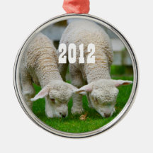 Two Lambs Grazing Ornament