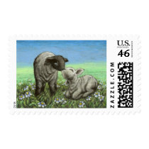 Two lambs kissing stamps