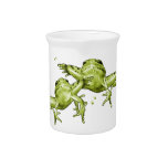 Two Leaping Frogs: Original Art: Wildlife, Nature Beverage Pitcher