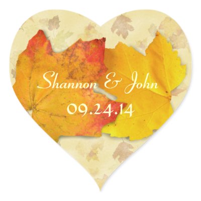 Two Leaves Fall Wedding Custom Sticker
