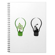 two lightbulbs one eco one black city.png spiral notebook