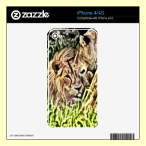 two lions painting skins