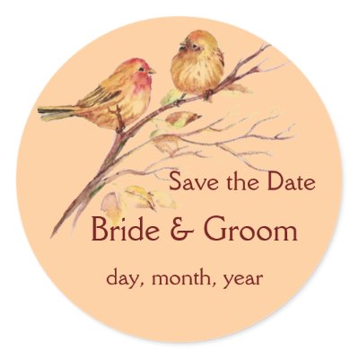 Two Little Bird Sparrows Peach Brown Rustic Nature Stickers