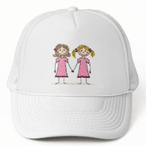 Two little girls holding hands hats by MheaGifts Two little girls holding hands hats