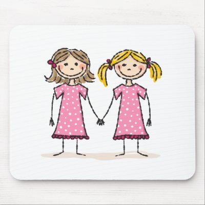two people holding hands cartoon. Two little girls holding hands
