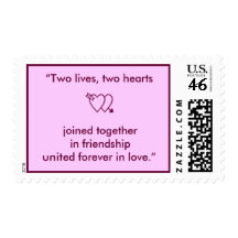 “Two lives, two hearts joined together in frien... Postage