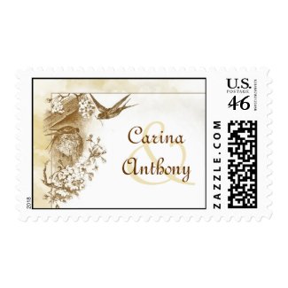 two love birds cute postage stamps